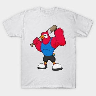 Parrot at Baseball with Baseball bat T-Shirt